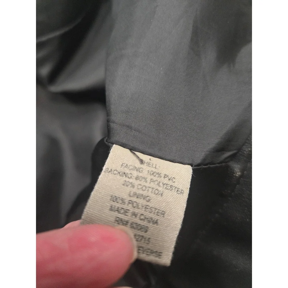 BKE Mens Black Faux Leather Cafe Racer Moto Jacket‎ Distressed Large